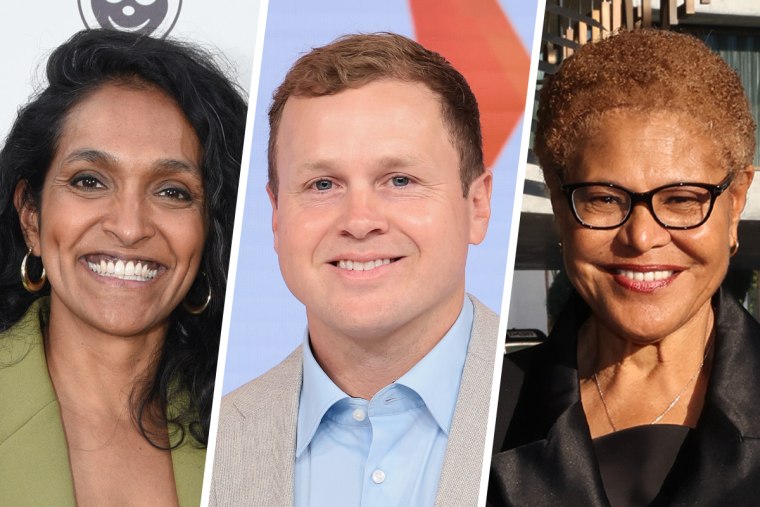 Spencer Pratt Nithya Raman and Los Angeles Mayor Karen Bass.