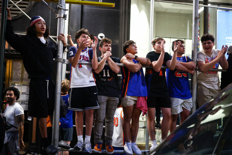 Knicks fans watch game 3 of the NBA Finals at Bryant Park