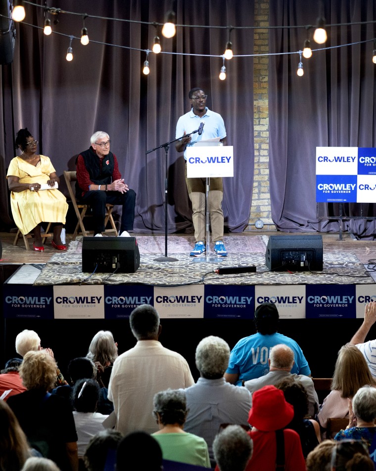 Wisconsin Gubernatorial Candidate David Crowley Holds Campaign Rally On Eve Of Primary Election